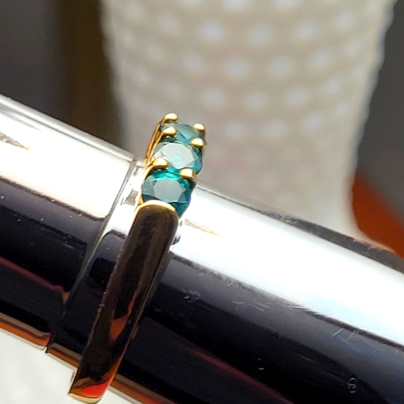 ANTIQUE Emerald Gold/ Sterling 925 Ring Sz8 - Picture 5 of 8